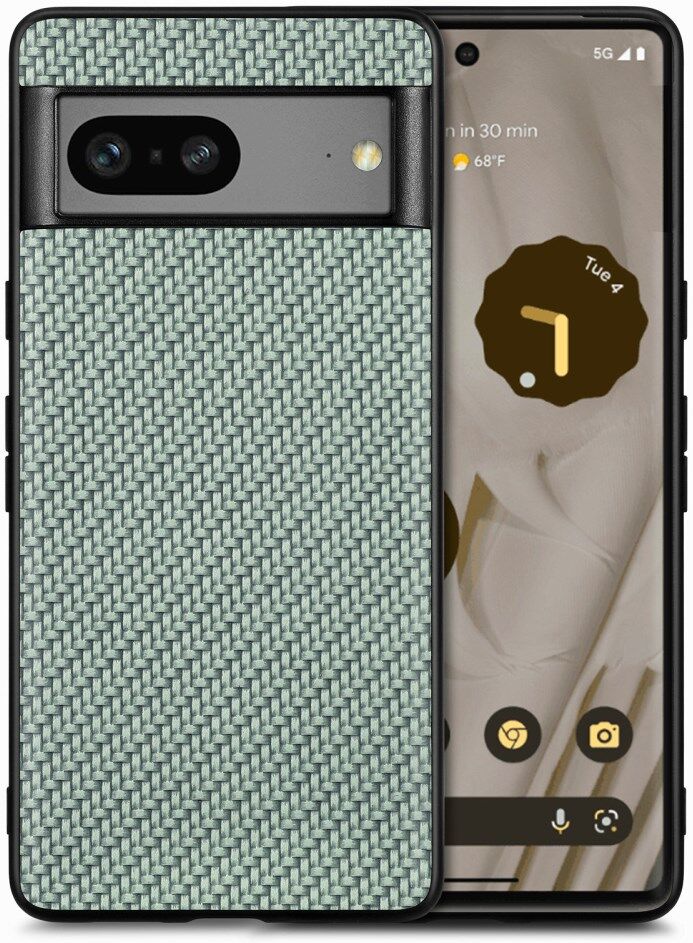 Google Pixel 7a Hoesje Carbon Fiber Back Cover Groen afbeelding 1
