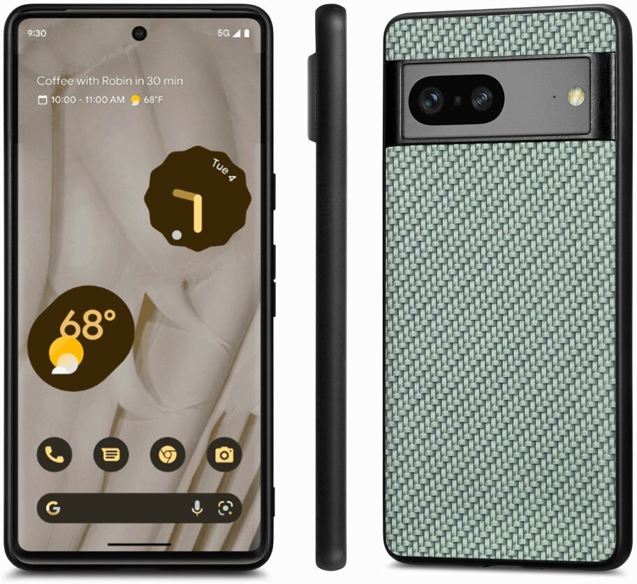 Google Pixel 7a Hoesje Carbon Fiber Back Cover Groen afbeelding 2