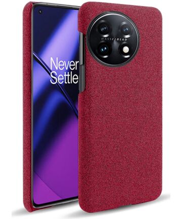 OnePlus 11 Hoesje Stoffen Afwerking Back Cover Rood Hoesjes