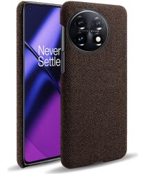 OnePlus 11 Hoesje Stoffen Afwerking Back Cover Bruin