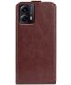 Motorola Moto G53 Hoesje Verticale Flip Wallet Case Kunstleer Bruin