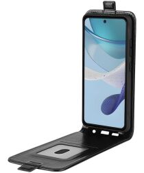 Motorola Moto G53 Hoesje Verticale Flip Wallet Case Kunstleer Zwart