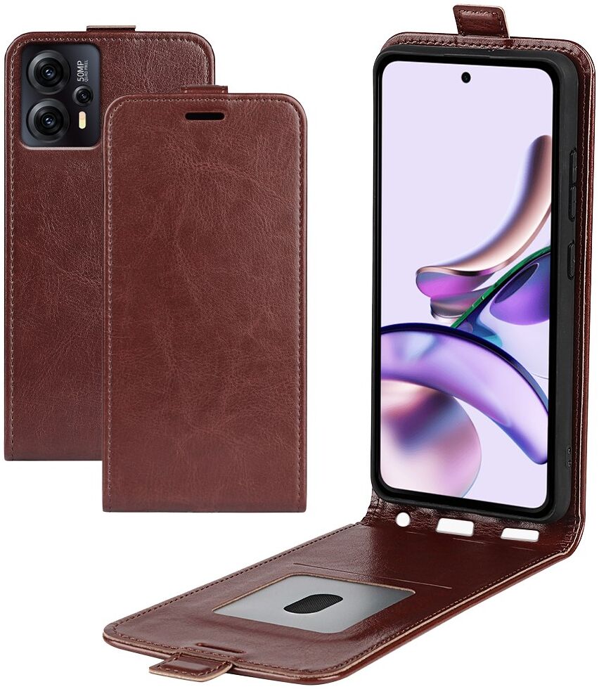 Motorola Moto G13/G23 Hoesje Verticale Flip Wallet Kunstleer Bruin afbeelding 6
