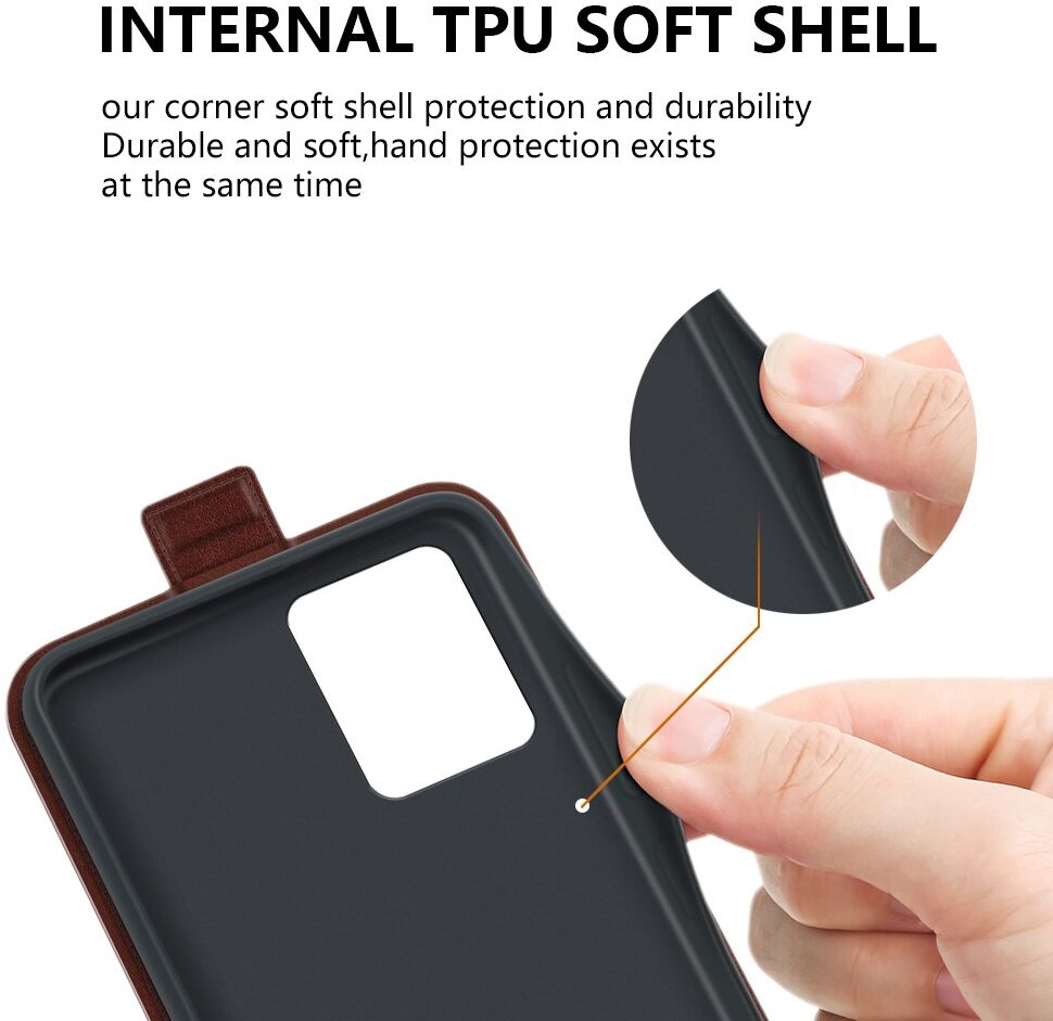 Motorola Moto G13/G23 Hoesje Verticale Flip Wallet Kunstleer Bruin afbeelding 4