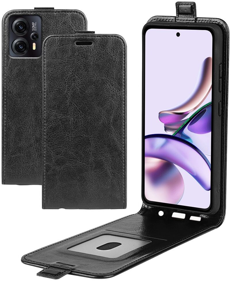 Motorola Moto G13/G23 Hoesje Verticale Flip Wallet Kunstleer Zwart afbeelding 6