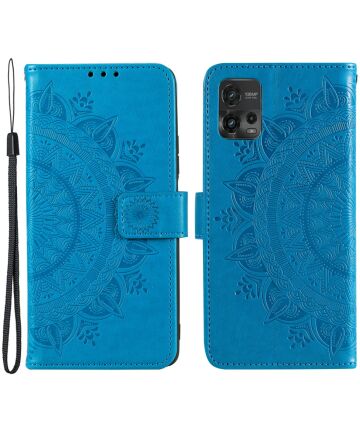 Motorola Moto G72 Hoesje Mandala Book Case met Pasjeshouder Blauw Hoesjes
