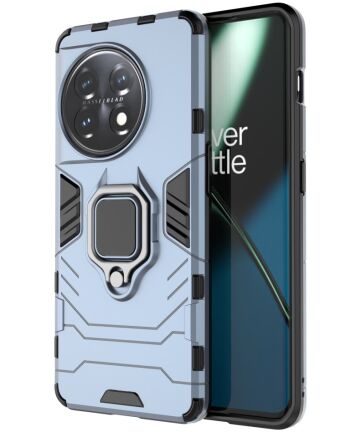 OnePlus 11 Hoesje met Magnetische Kickstand Ring Blauw Hoesjes