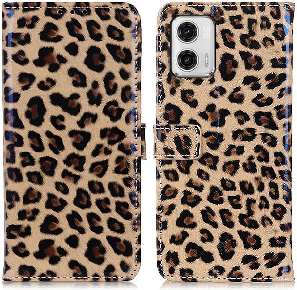 Motorola Moto G73 Hoesje Portemonnee Book Case Luipaard Print afbeelding 1