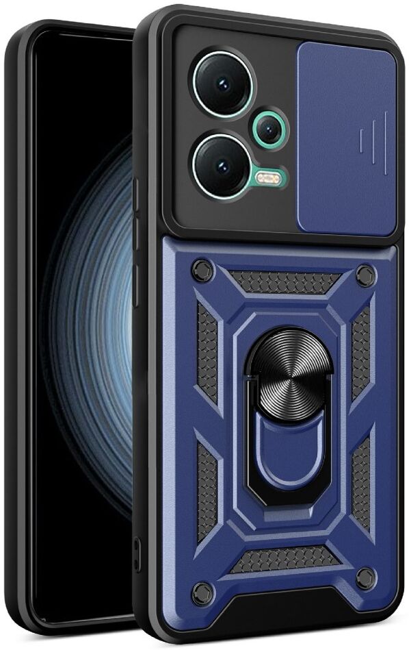 Xiaomi Redmi Note 12 5G/Poco X5 Hoesje Camera Slider Kickstand Blauw afbeelding 1