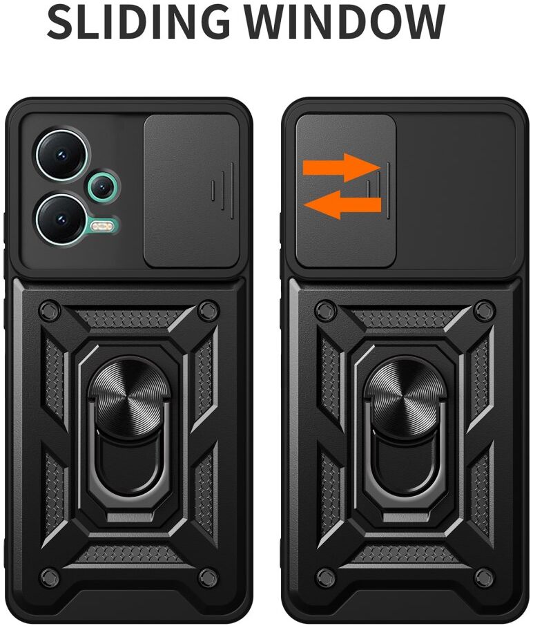Xiaomi Redmi Note 12 5G/Poco X5 Hoesje Camera Slider Kickstand Blauw afbeelding 9
