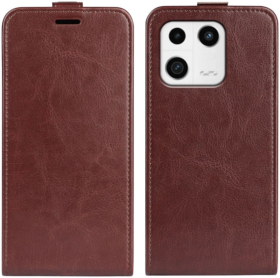 Xiaomi 13 Hoesje Verticale Flip Wallet Case Kunstleer Bruin afbeelding 1
