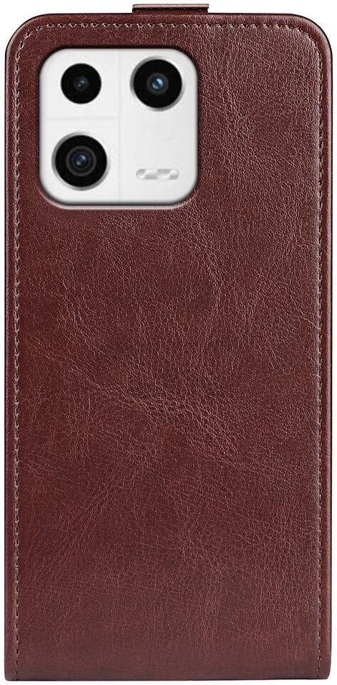 Xiaomi 13 Hoesje Verticale Flip Wallet Case Kunstleer Bruin afbeelding 2
