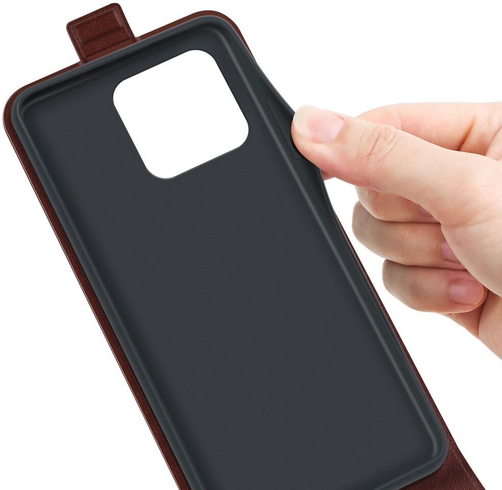 Xiaomi 13 Hoesje Verticale Flip Wallet Case Kunstleer Bruin afbeelding 5