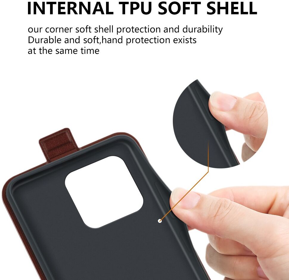 Xiaomi 13 Hoesje Verticale Flip Wallet Case Kunstleer Bruin afbeelding 8