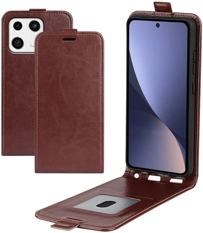 Xiaomi 13 Hoesje Verticale Flip Wallet Case Kunstleer Bruin afbeelding 10
