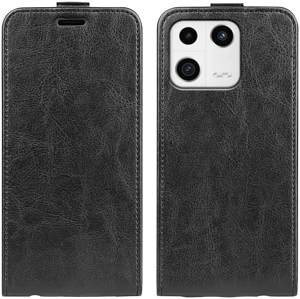 Xiaomi 13 Hoesje Verticale Flip Wallet Case Kunstleer Zwart afbeelding 1