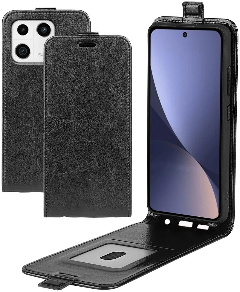 Xiaomi 13 Hoesje Verticale Flip Wallet Case Kunstleer Zwart afbeelding 8