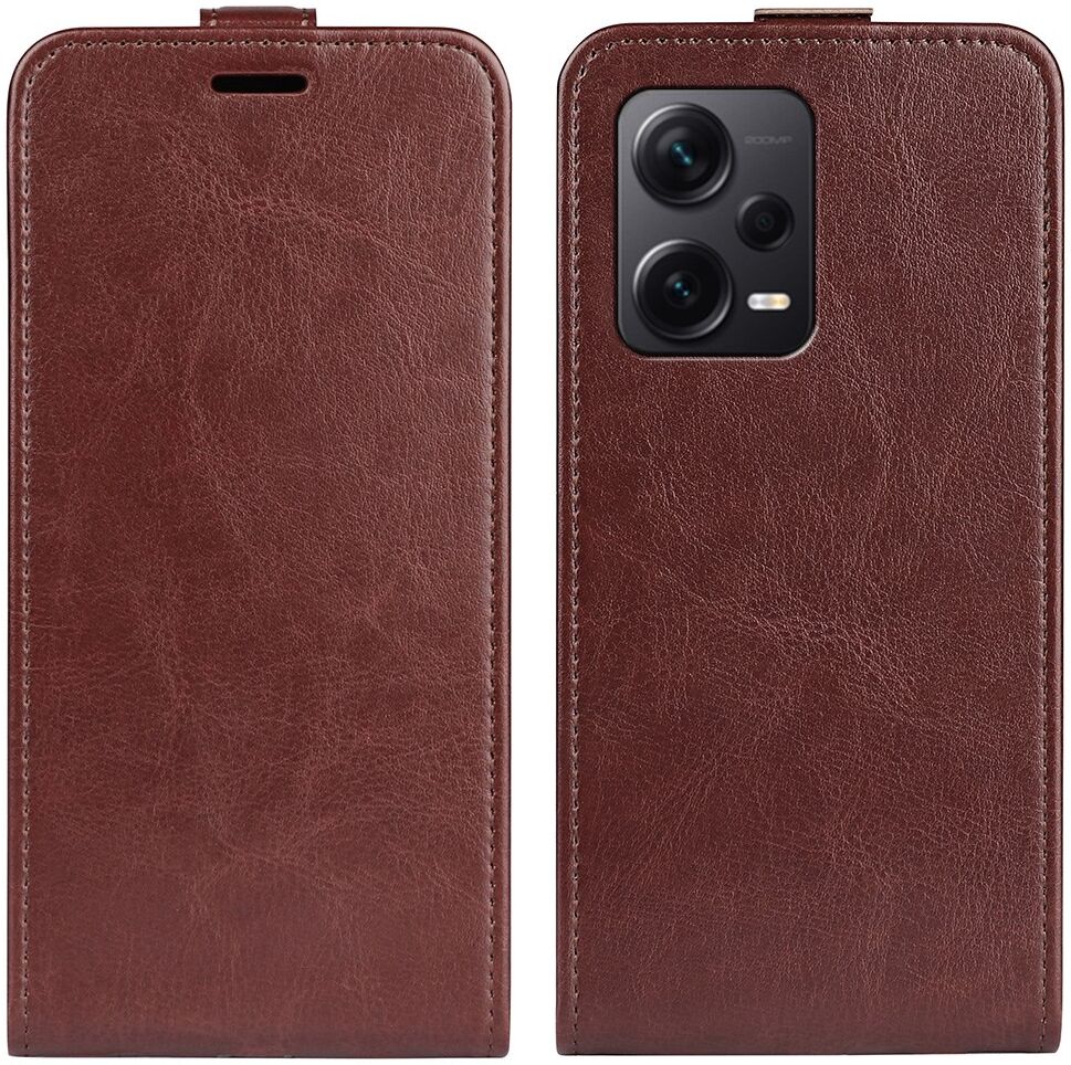 Xiaomi Redmi Note 12 Pro Plus Hoesje Verticale Flip Kunstleer Bruin afbeelding 4