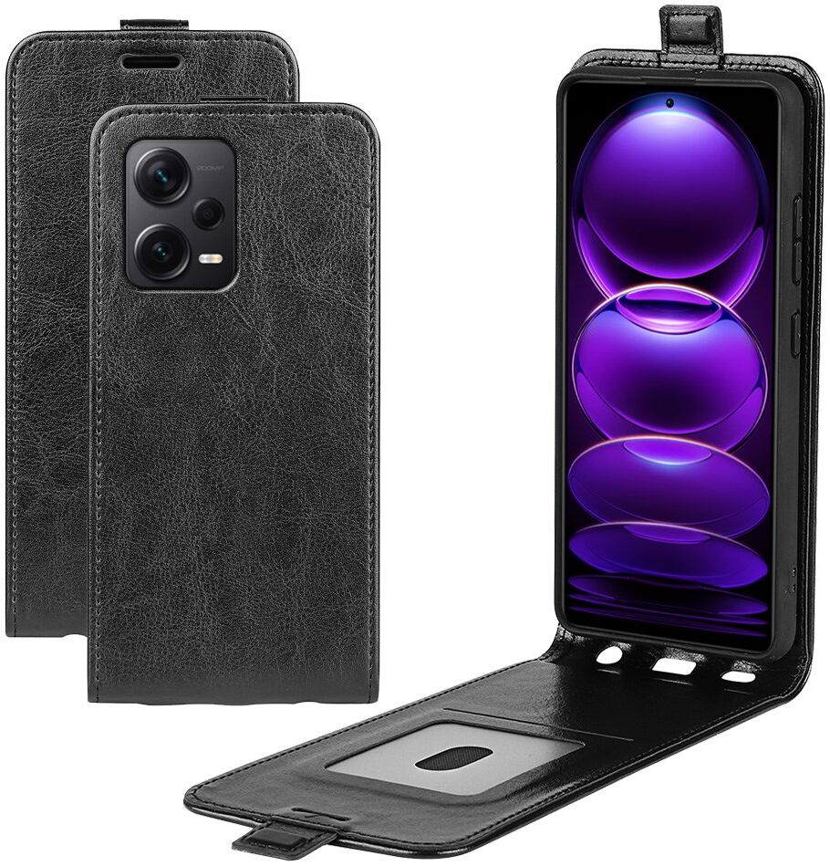 Xiaomi Redmi Note 12 Pro Plus Hoesje Verticale Flip Kunstleer Zwart afbeelding 1