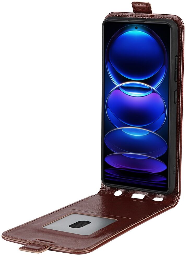 Xiaomi Redmi Note 12 Pro/Poco X5 Pro Hoesje Verticale Flip Bruin afbeelding 2