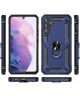 Samsung Galaxy A34 Hoesje Magnetische Kickstand Ring Back Cover Blauw