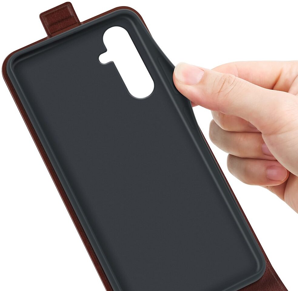 Samsung Galaxy A34 Hoesje Verticale Flip Wallet Case Kunstleer Bruin afbeelding 8