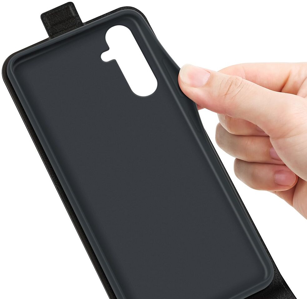 Samsung Galaxy A34 Hoesje Verticale Flip Wallet Case Kunstleer Zwart afbeelding 3