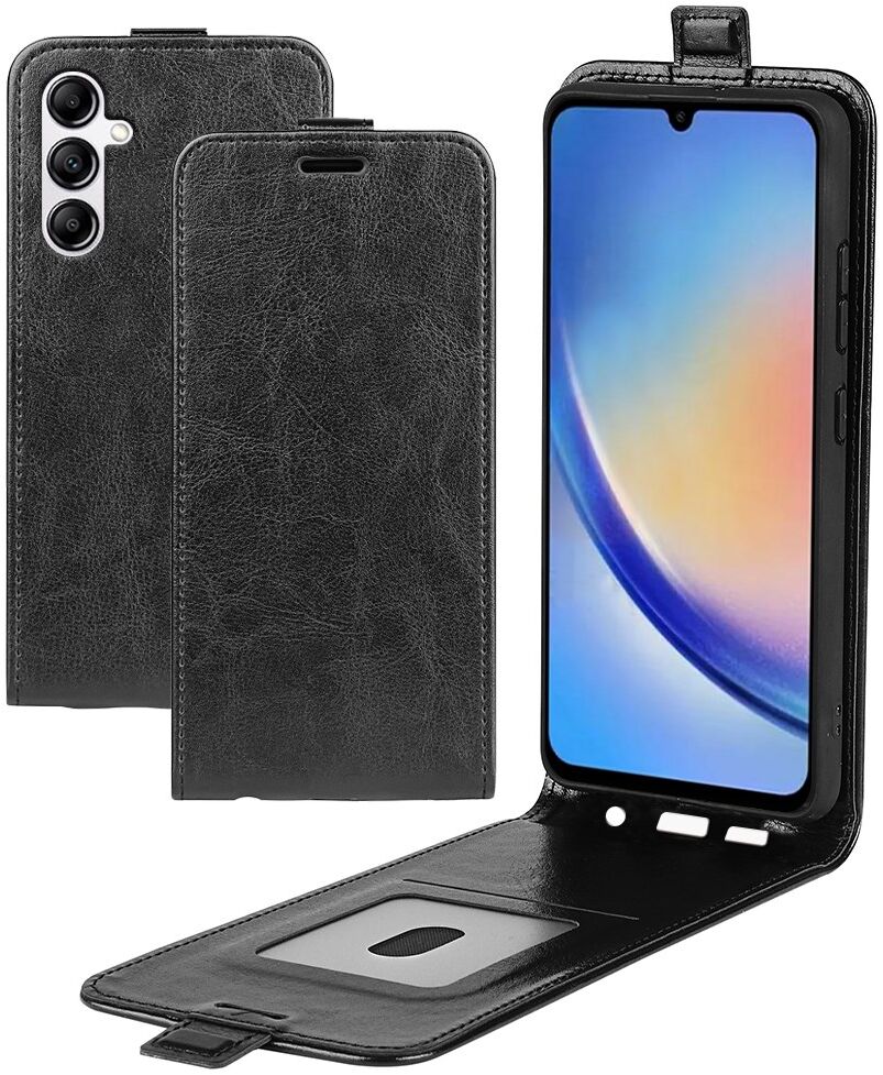 Samsung Galaxy A34 Hoesje Verticale Flip Wallet Case Kunstleer Zwart afbeelding 9