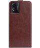 Motorola Moto E13 Hoesje Verticale Flip Wallet Case Kunstleer Bruin