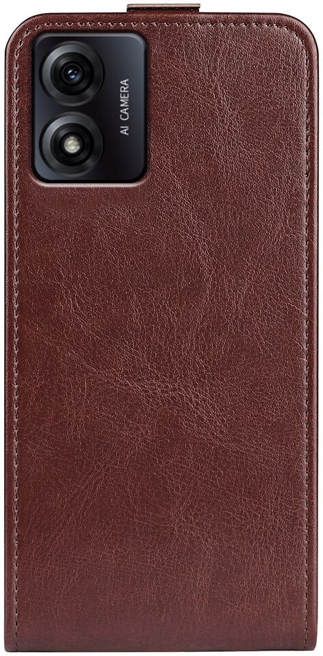 Motorola Moto E13 Hoesje Verticale Flip Wallet Case Kunstleer Bruin afbeelding 10