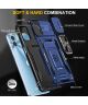 Motorola Moto E22/E22i Hoesje Magnetische Kickstand Back Cover Blauw