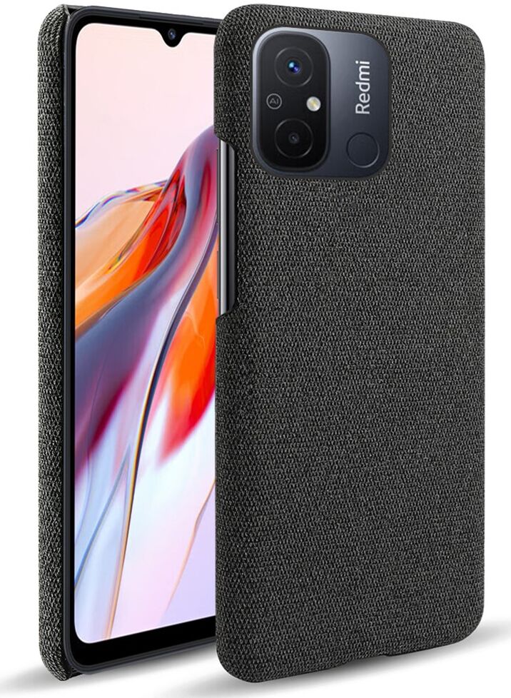 Xiaomi Redmi 12C Hoesje met Stoffen Afwerking Back Cover Zwart afbeelding 1