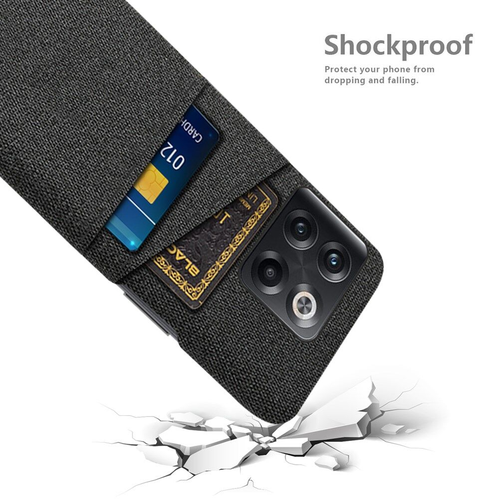OnePlus 10T Hoesje met Stoffen Afwerking Kaarthouder Back Cover Zwart afbeelding 4
