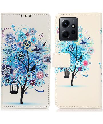 Xiaomi Redmi Note 12 Hoesje Portemonnee Book Case Tree Print Hoesjes