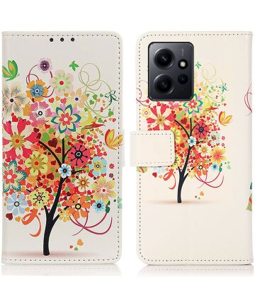 Xiaomi Redmi Note 12 Hoesje Portemonnee Book Case Boom Print Hoesjes