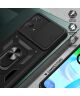 Motorola Moto G73 Hoesje met Camera Slider en Kickstand Ring Zwart