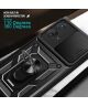Motorola Moto G73 Hoesje met Camera Slider en Kickstand Ring Zwart