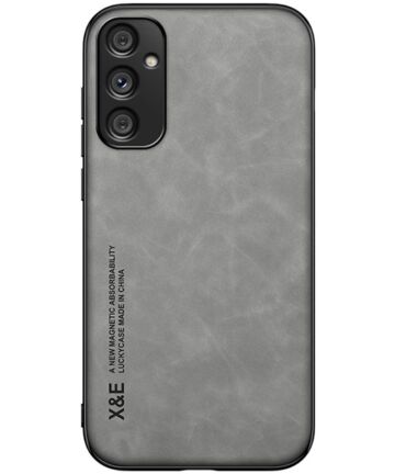 X&E Samsung Galaxy A34 Hoesje met Kunstleer Coating Back Cover Grijs Hoesjes
