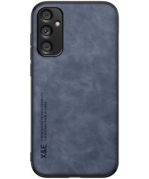 X&E Samsung Galaxy A34 Hoesje met Kunstleer Coating Back Cover Blauw