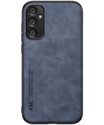 X&E Samsung Galaxy A34 Hoesje met Kunstleer Coating Back Cover Blauw Hoesjes