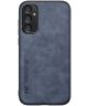 X&E Samsung Galaxy A34 Hoesje met Kunstleer Coating Back Cover Blauw