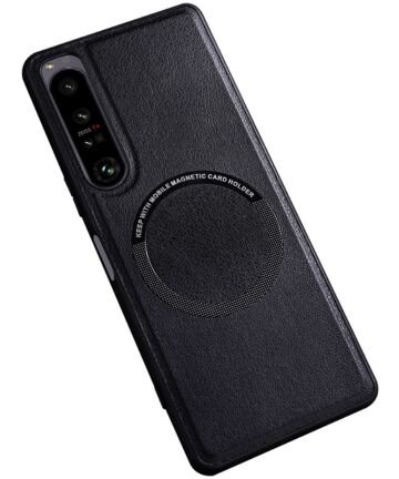 Sony Xperia 10 V Hoesje MagSafe Kunstleer Back Cover Zwart Hoesjes