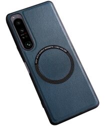 Sony Xperia 10 V Hoesje MagSafe Kunstleer Back Cover Blauw