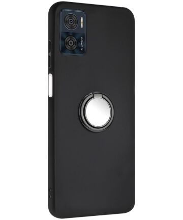 Motorola Moto E22/E22i Hoesje met Magnetische Kickstand Ring Zwart Hoesjes