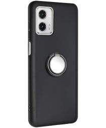 Motorola Moto G73 Hoesje met Magnetische Kickstand Ring Zwart
