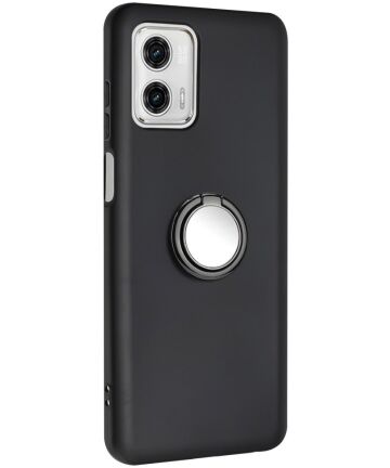 Motorola Moto G73 Hoesje met Magnetische Kickstand Ring Zwart Hoesjes