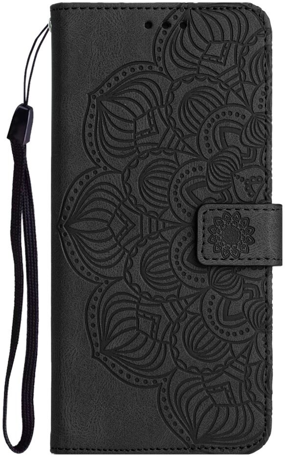 Xiaomi Redmi Note 12 Hoesje Bloemen Print Wallet Book Case Zwart afbeelding 10