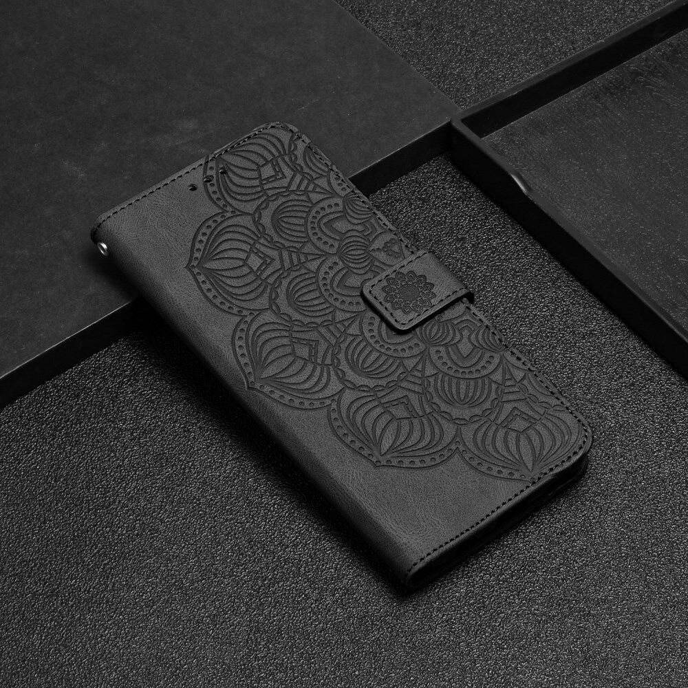 Xiaomi Redmi Note 12 Hoesje Bloemen Print Wallet Book Case Zwart afbeelding 9