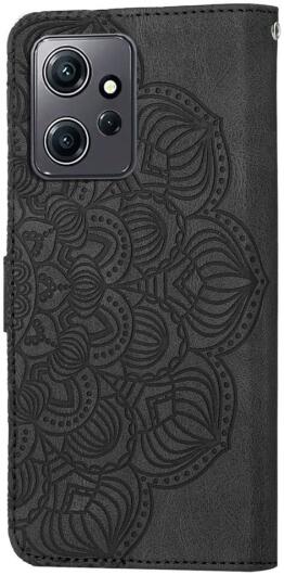 Xiaomi Redmi Note 12 Hoesje Bloemen Print Wallet Book Case Zwart afbeelding 2