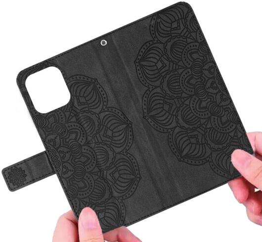 Xiaomi Redmi Note 12 Hoesje Bloemen Print Wallet Book Case Zwart afbeelding 5